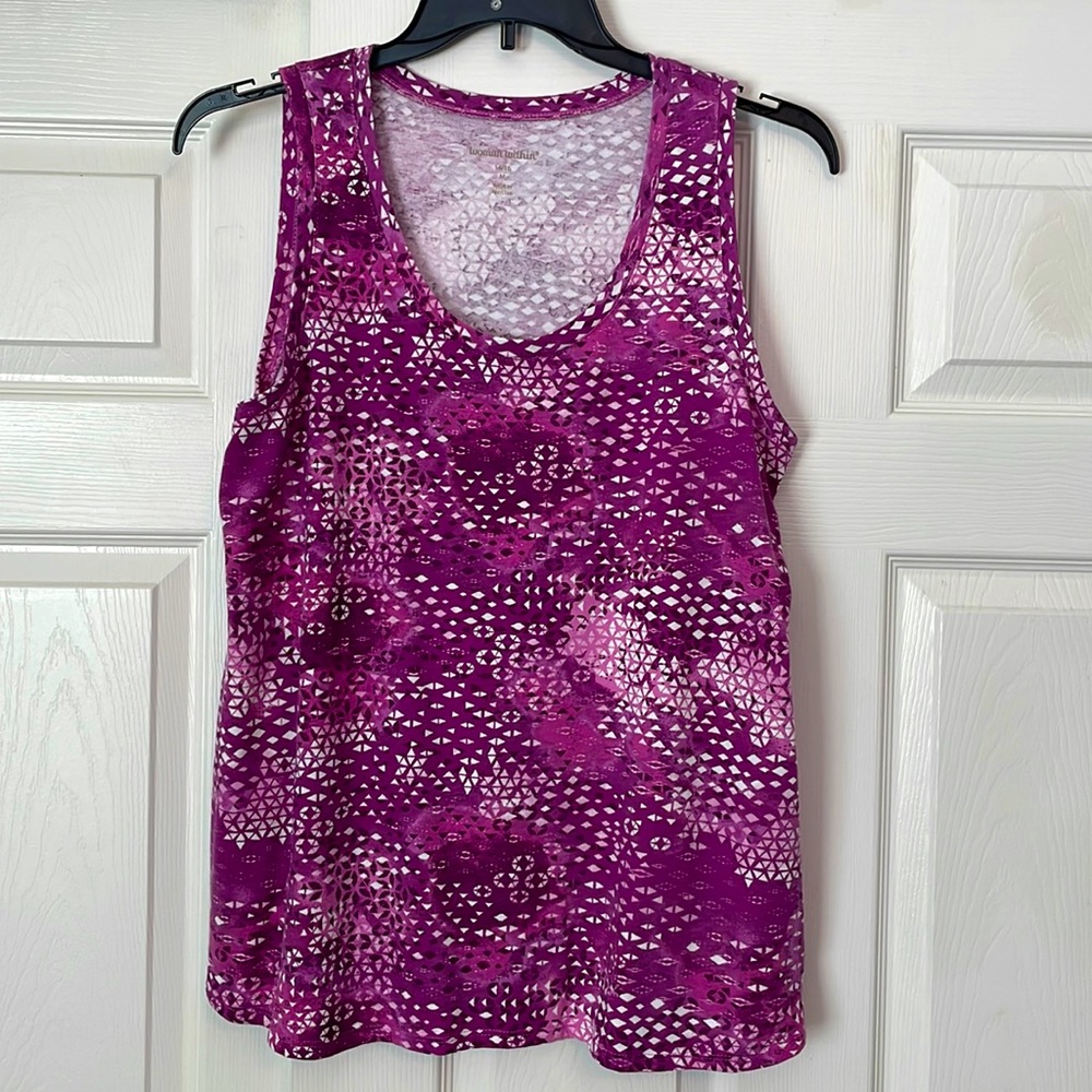Women’s tank top, purples and pinks, size 14/16